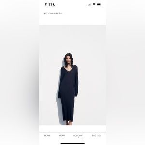 Zara Long Knit Navy Sweater Dress